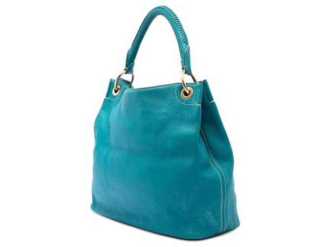 Borsa Hobo Prada Vitello Daino blu - vista 2