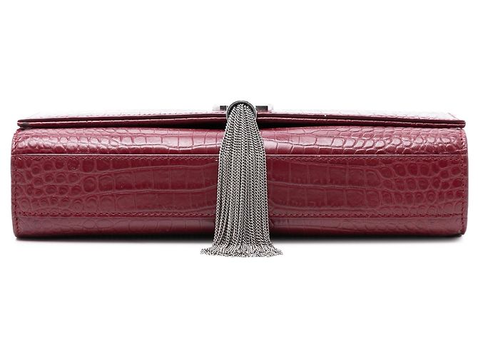 Borsa a tracolla Kate con nappa con stampa coccodrillo rossa Medium Saint Laurent Rosso - vista 3