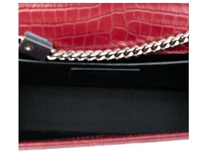 Borsa a tracolla Kate con nappa con stampa coccodrillo rossa Medium Saint Laurent Rosso - vista 4