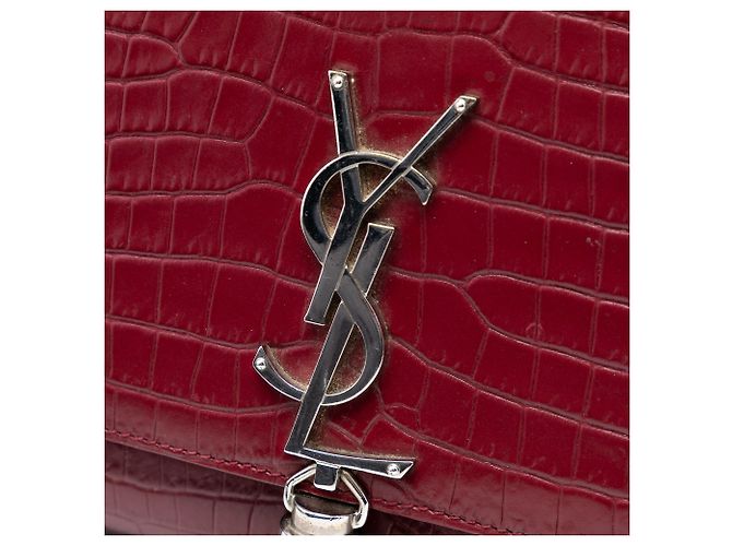 Borsa a tracolla Kate con nappa con stampa coccodrillo rossa Medium Saint Laurent Rosso - vista 6