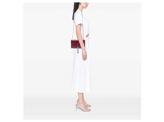 Borsa a tracolla Kate con nappa con stampa coccodrillo rossa Medium Saint Laurent Rosso - vista 7