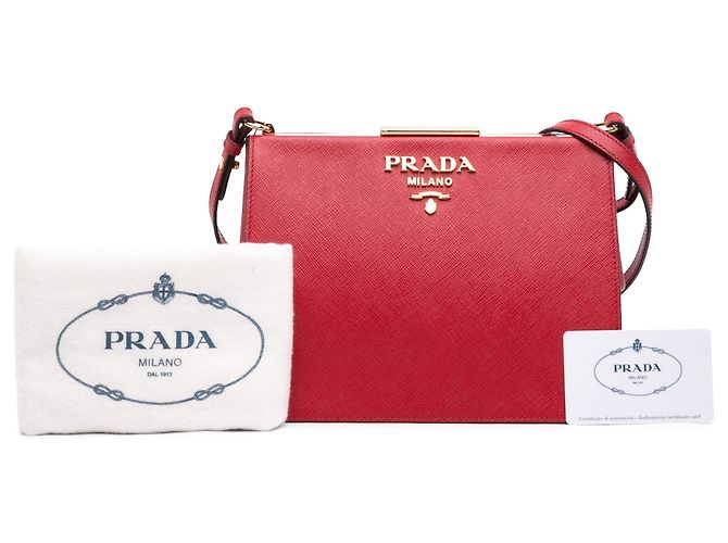 Borsa a tracolla Red Prada Saffiano e City Calf Light Frame Rosso - vista 7