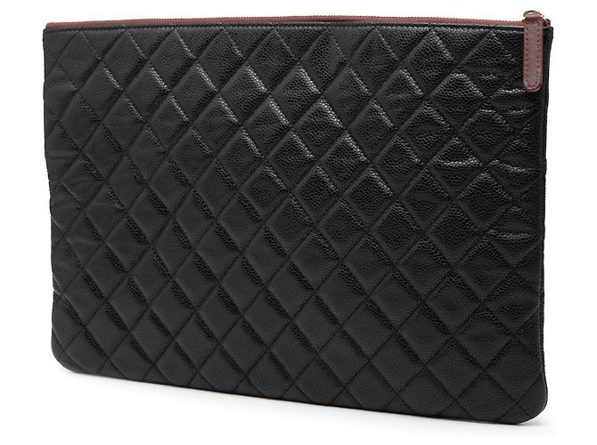 Clutch O Case Chanel Large in Caviar Trapuntato Nero - vista 2