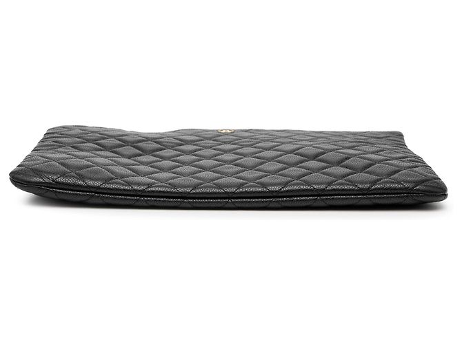 Clutch O Case Chanel Large in Caviar Trapuntato Nero - vista 3