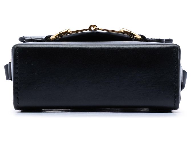 Borsa a tracolla Gucci Mini Leather Horsebit 1955 nera Nero - vista 3