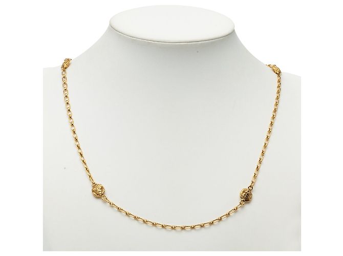 Collana lunga a maglie station con testa di leone placcata oro Chanel CC Gold D'oro - vista 5