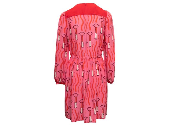 Valentino Garavani Valentino Kleid mit Pink & Rot Print Größe US S - Ansicht 3