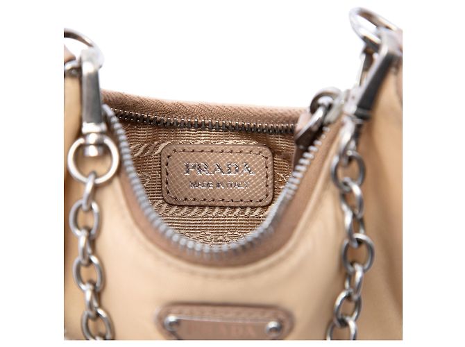 Borsa Prada Mini Tessuto Re Edition 2005 Beige - vista 5