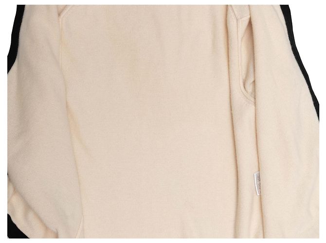 Vintage Beige & Schwarz Chanel Cashmere Cardigan mit offenem Front Verschluss Größe FR 42 - Ansicht 6