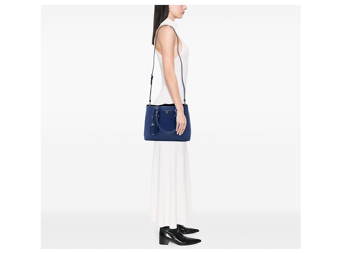 Borsa Tote Saffiano Soft Shopping Convertible blu Prada - vista 6