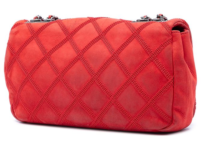 Borsa a tracolla Chanel Small Nubuck Diamond Stitch Chain Flap Rossa Rosso - vista 2