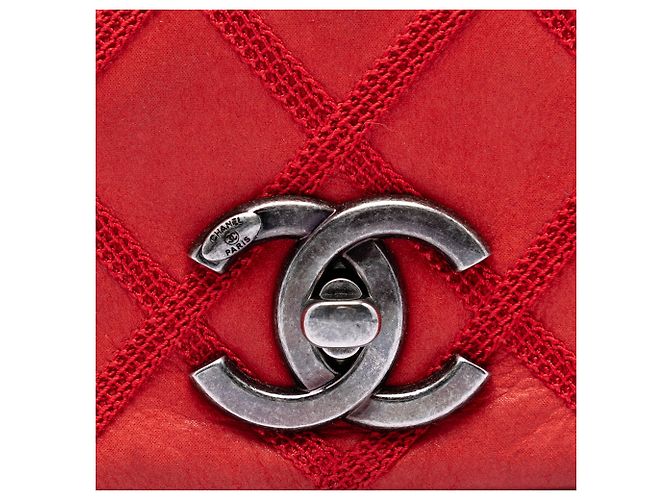 Borsa a tracolla Chanel Small Nubuck Diamond Stitch Chain Flap Rossa Rosso - vista 5