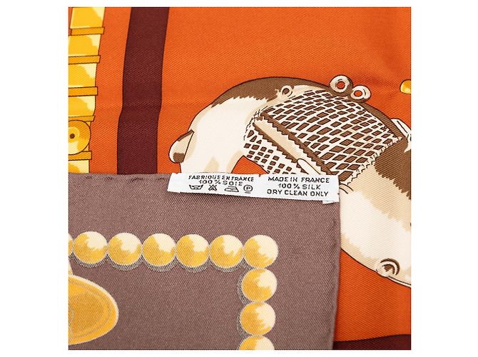 Hermès Seidentuch Orange Cuillers d Afrique 90 - Ansicht 5