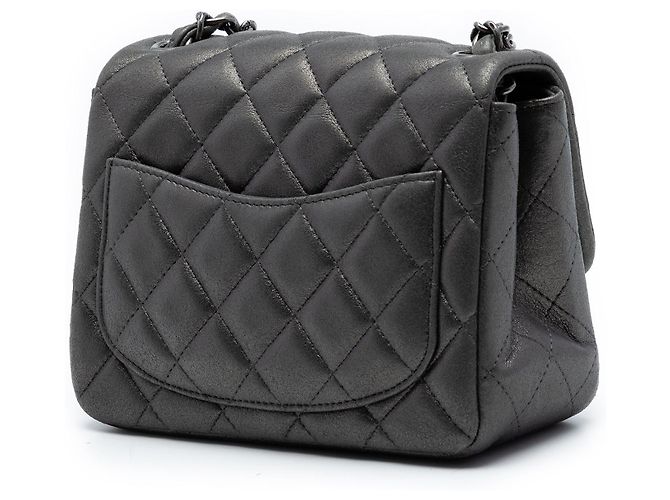 Borsa a tracolla Chanel Mini Square Classic in pelle di agnello, grigio - vista 2