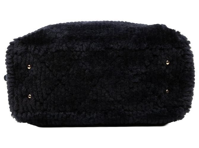 Borsa bowling Chanel Coco Neigh Large in shearling trapuntato blu - vista 3