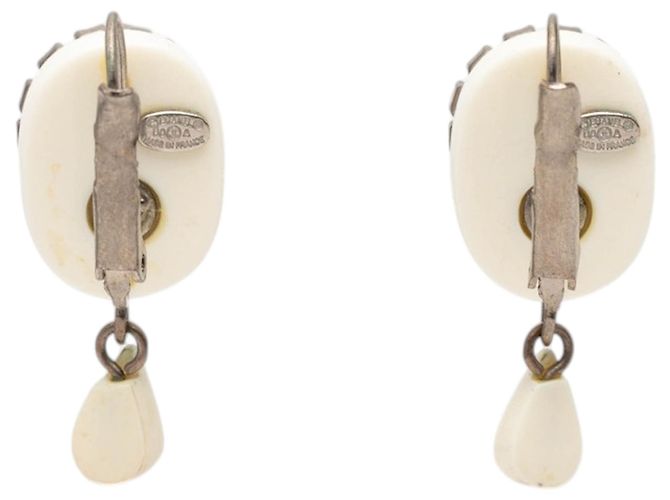 Orecchini a clip Chanel White Resin Strass Rain Drop Bianco - vista 2