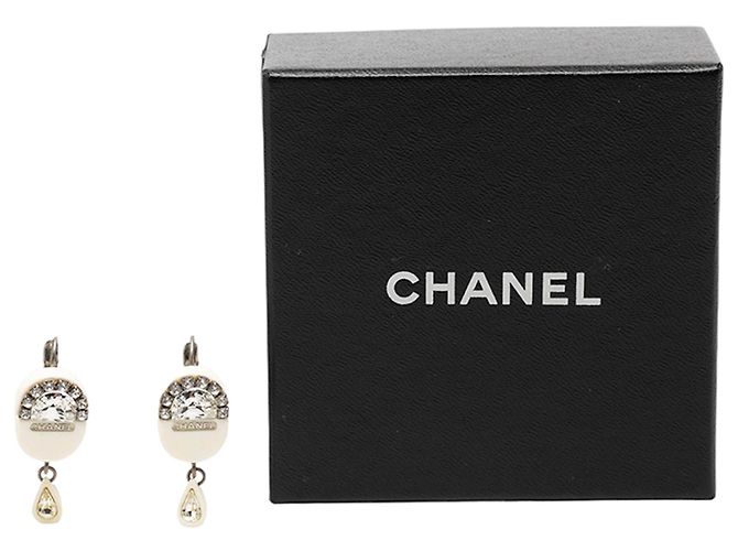 Orecchini a clip Chanel White Resin Strass Rain Drop Bianco - vista 4
