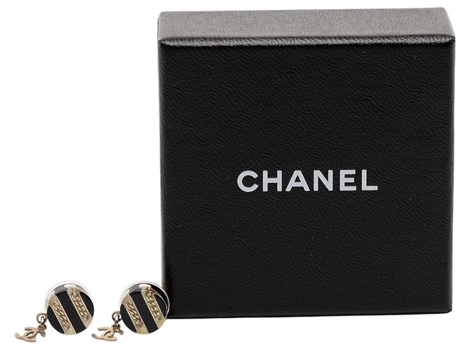 Orecchini a lobo rotondi CC in ottone e resina nera Chanel Nero - vista 4
