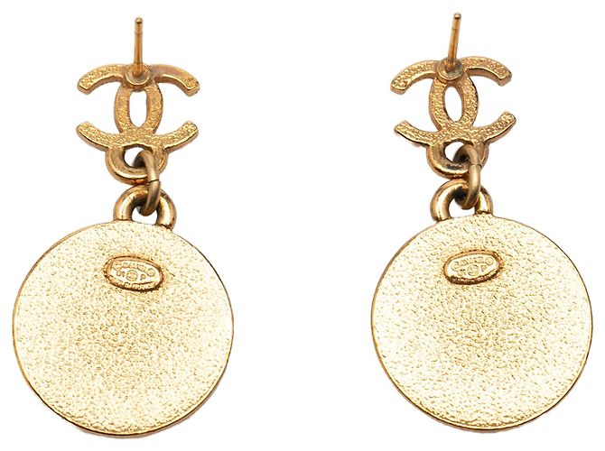 Chanel CC Gold Plated Enamel Star Hängeohrringe mit Stecker Golden - Ansicht 2
