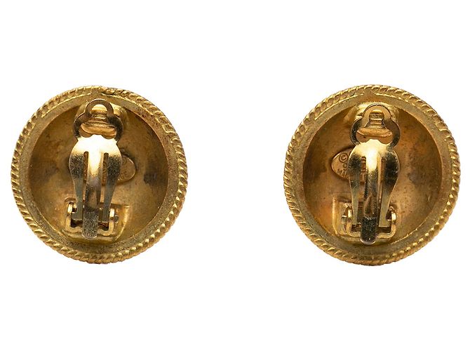 Orecchini a cerchio Chanel CC placcati oro D'oro - vista 2