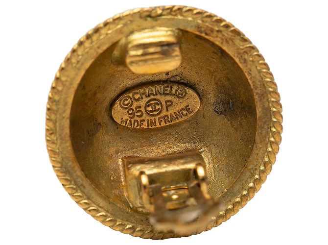 Orecchini a cerchio Chanel CC placcati oro D'oro - vista 3