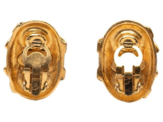 Orecchini a clip ovali Chanel CC placcati oro D'oro - vista 2