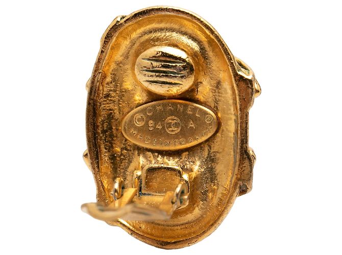 Orecchini a clip ovali Chanel CC placcati oro D'oro - vista 3