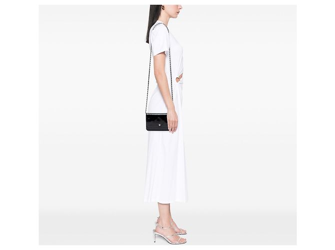 Bolsa transversal Chanel CC Patent Wallet On Chain preta Preto - vista 6