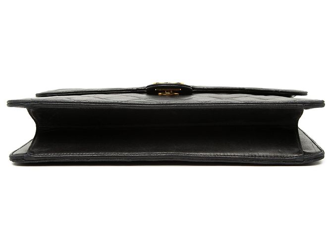 Bolsa de ombro Chanel Medium CC em pele de cordeiro acolchoada preta Preto - vista 3