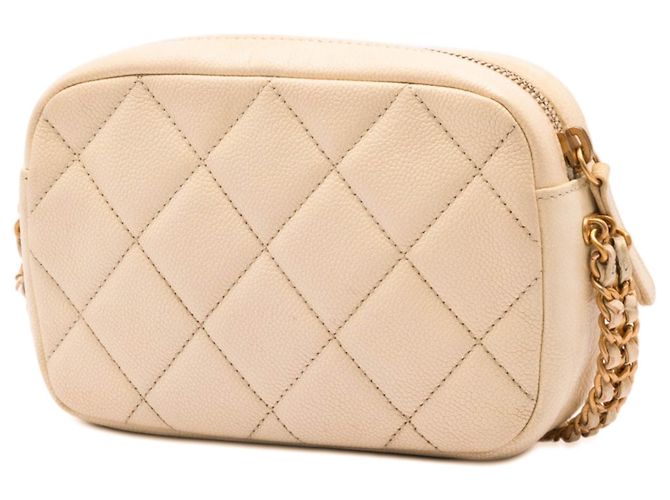 Camera Borsa a tracolla Chanel CC Quilted Caviar Melody Beige - vista 2