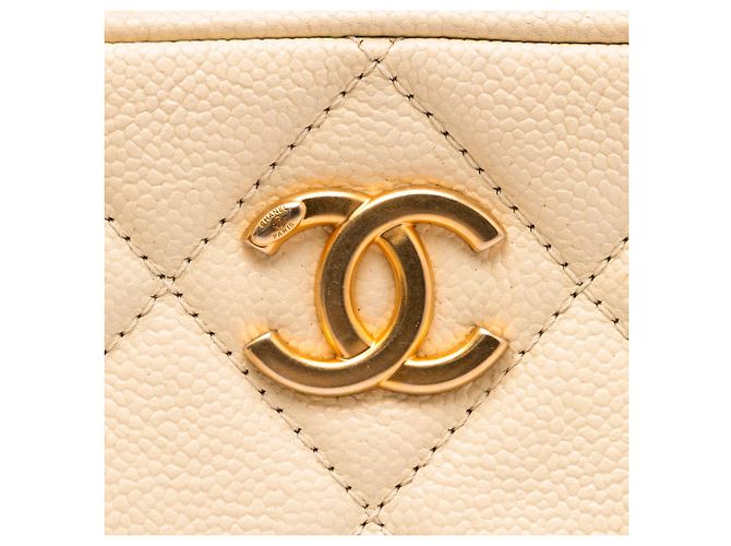 Camera Borsa a tracolla Chanel CC Quilted Caviar Melody Beige - vista 5