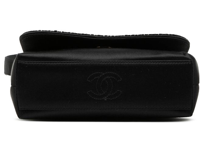 Mini borsa a tracolla Chanel Black Satin con perline Nero - vista 3