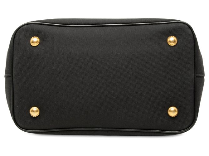 Borsa satchel in tela canapa Prada nera con logo Nero - vista 3