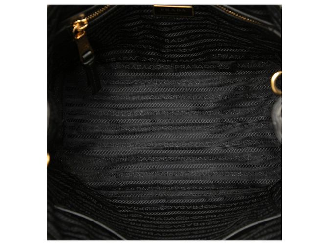 Borsa satchel in tela canapa Prada nera con logo Nero - vista 4