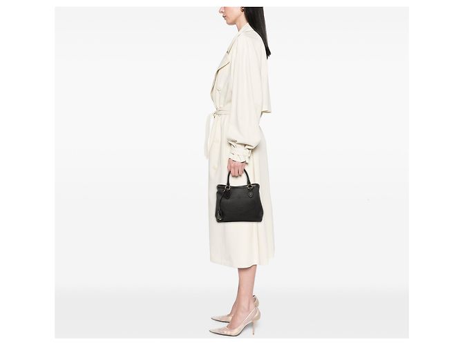 Borsa satchel in tela canapa Prada nera con logo Nero - vista 6