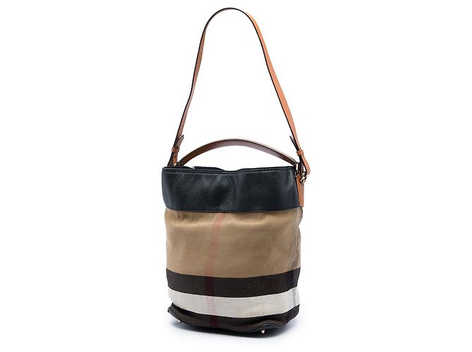 Borsa a secchiello Ashby con nappa e tela Mega Check marrone Burberry Medium - vista 2