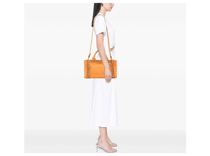 Borsa Prada Orange Canvas Canapa Bijoux Arancione - vista 9