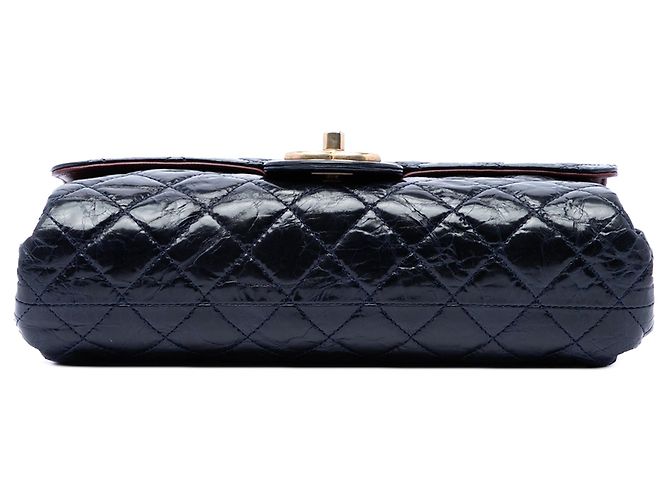 Borsa a tracolla Chanel CC trapuntata in vitello invecchiato laccato blu - vista 3