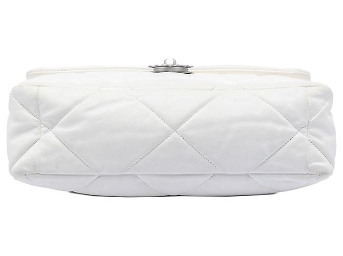 Chanel Large 19 Flap Satchel aus weißem Lammfell - Ansicht 3
