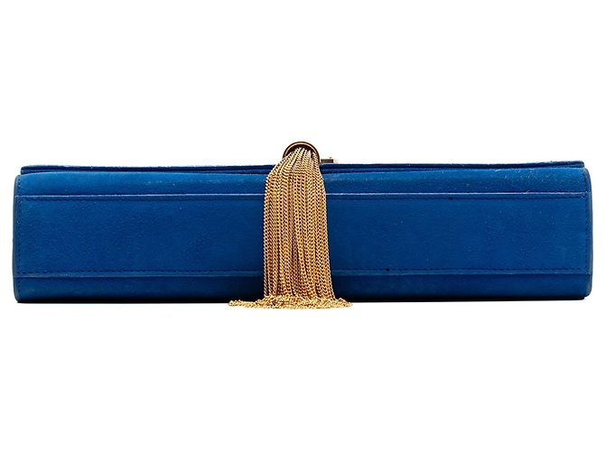 Borsa a tracolla Kate in scamosciato con monogramma blu medio Saint Laurent - vista 3
