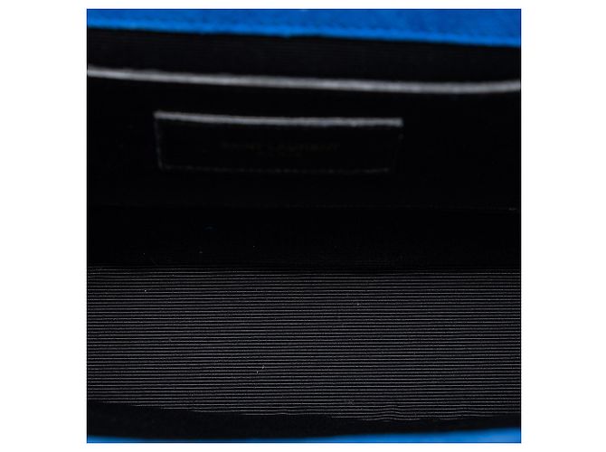 Borsa a tracolla Kate in scamosciato con monogramma blu medio Saint Laurent - vista 4