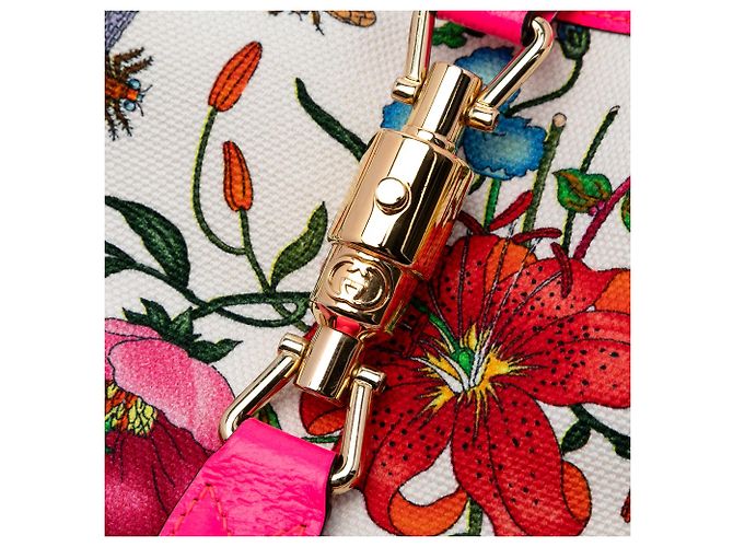 Borsa a tracolla Gucci Flora Canvas Jackie O Bouvier bianca Bianco - vista 6