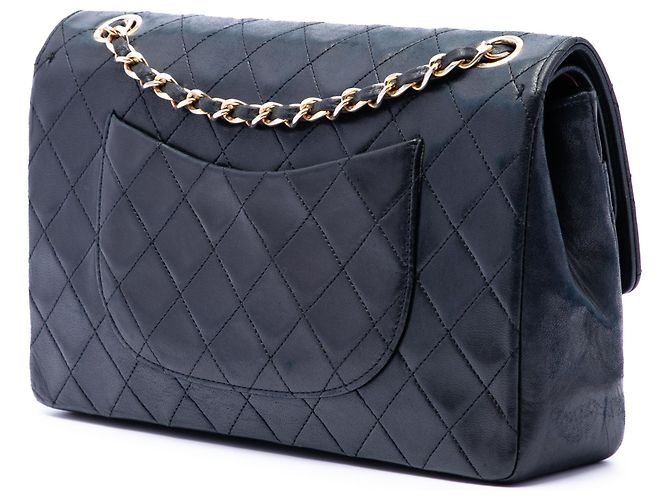 Borsa a tracolla Chanel Medium Classic Lambskin Double Flap nera Nero - vista 2