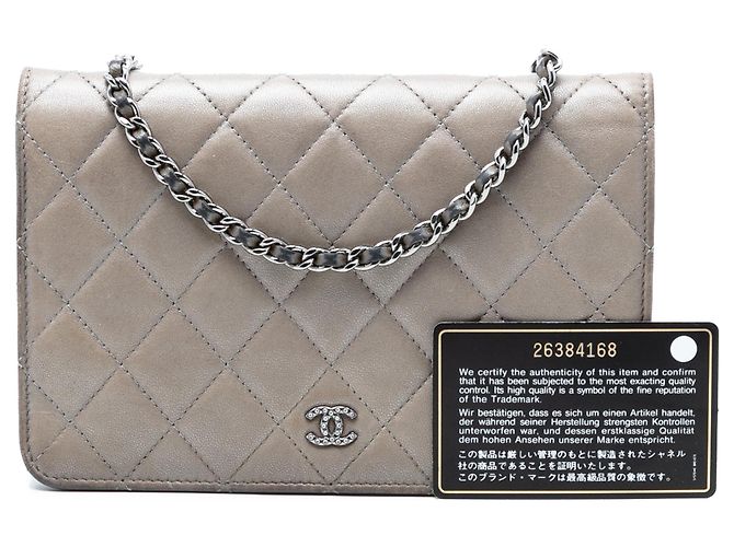 Borsa a tracolla Chanel CC Quilted Lambskin Full Flap Wallet on Chain Marrone - vista 8