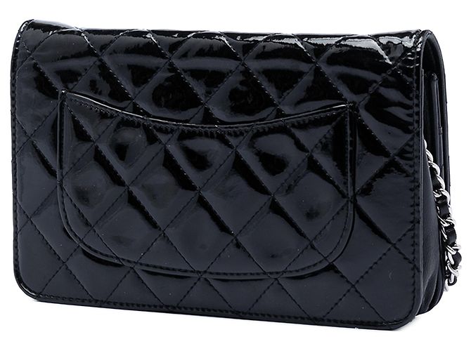 Borsa a tracolla Chanel CC Quilted Patent Wallet On Chain nera Nero - vista 2