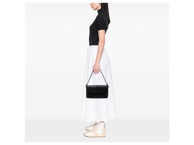 Borsa a tracolla con patta in pelle nera Burberry Nero - vista 7