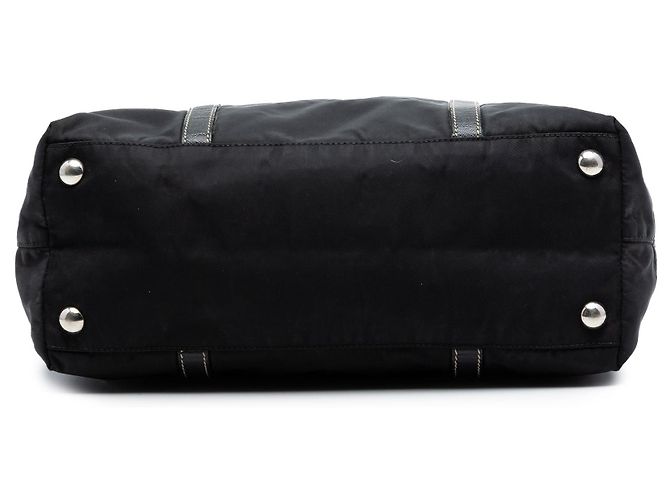 Tote in Tessuto con bordi in Saffiano nero Prada - vista 3
