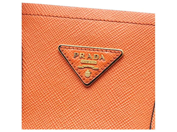 Borsa Double Saffiano Cuir Prada Medium Arancione - vista 5