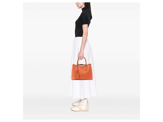 Borsa Double Saffiano Cuir Prada Medium Arancione - vista 6