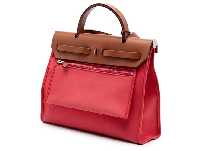 Borsa Hermès Toile Herbag Zip 31 rossa Rosso - vista 2